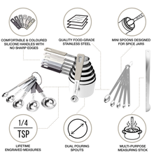 Load image into Gallery viewer, 22-Piece Stainless Steel Measuring Cups and Spoons Set in Charcoal