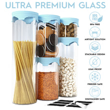 Load image into Gallery viewer, 5-Piece Airtight Glass Storage Canisters in Sky