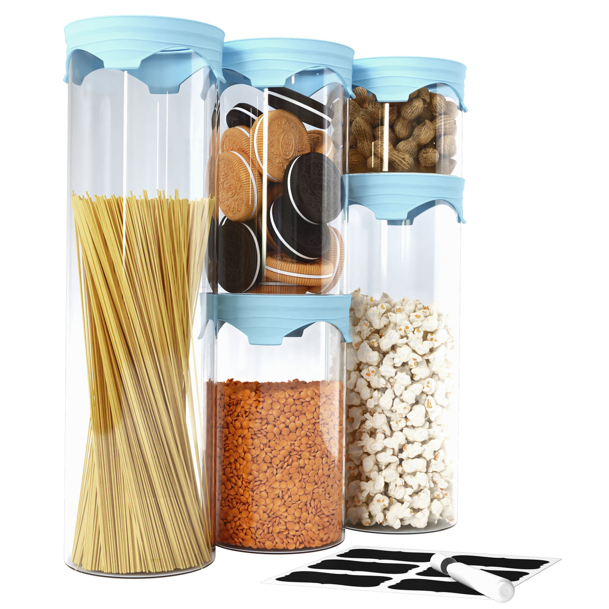 5-Piece Airtight Glass Storage Canisters in Sky – CuttleLab