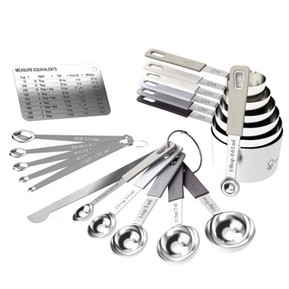 22-Piece Stainless Steel Measuring Cups and Spoons Set in Charcoal
