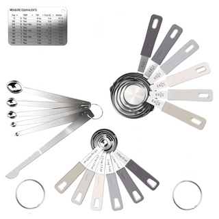 22-Piece Stainless Steel Measuring Cups and Spoons Set in Charcoal