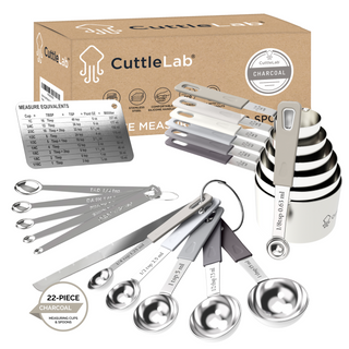 22-Piece Stainless Steel Measuring Cups and Spoons Set in Charcoal