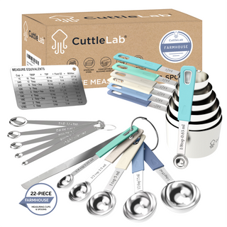 22-Piece Stainless Steel Measuring Cups and Spoons Set in Farmhouse