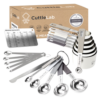 22-Piece Stainless Steel Measuring Cups and Spoons Set in Charcoal
