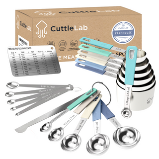 22-Piece Stainless Steel Measuring Cups and Spoons Set in Farmhouse