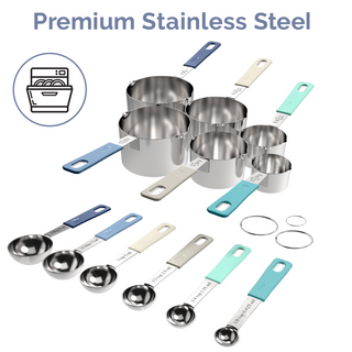 22-Piece Stainless Steel Measuring Cups and Spoons Set in Farmhouse