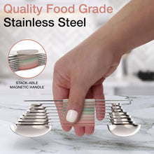Load image into Gallery viewer, Magnetic Measuring Spoons Set - Stainless Steel, Double Ended, Stackable &amp; Nested Design for Dry and Liquid Ingredients, Ideal for Spice Jars, 9-Piece Set with Leveler (Country Chic)