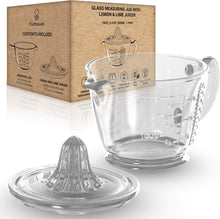 Load image into Gallery viewer, Glass 2-Cup Juicer (Clear) - Lemon and Lime Manual Squeezer, Citrus Reamer