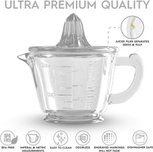 Load image into Gallery viewer, Glass 2-Cup Juicer (Clear) - Lemon and Lime Manual Squeezer, Citrus Reamer
