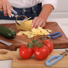 Load image into Gallery viewer, CuttleLab Vegetable Peeler Set – Serrated, Straight &amp; Wide Blades- great apple peeler &amp; potato peelers, Carrots, Zucchini, Cucumbers – Soft Grip Handle- Eye Remover – Dishwasher Safe (3, Farmhouse)