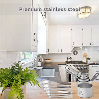 14-Piece Measuring Stainless Steel Cups and Spoons in Charcoal