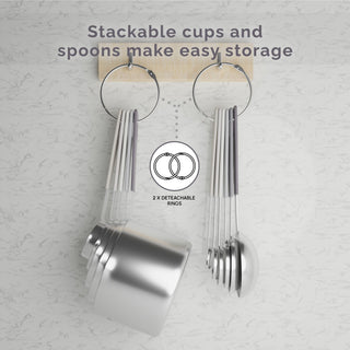 14-Piece Measuring Stainless Steel Cups and Spoons in Charcoal