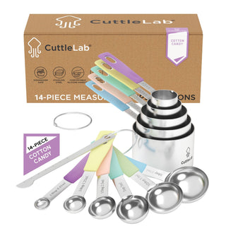 14-Piece Measuring Stainless Steel Cups and Spoons in Cotton Candy