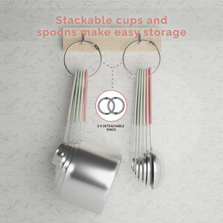 14-Piece Measuring Stainless Steel Cups and Spoons in Country Chic