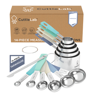 14-Piece Measuring Stainless Steel Cups and Spoons in Farmhouse