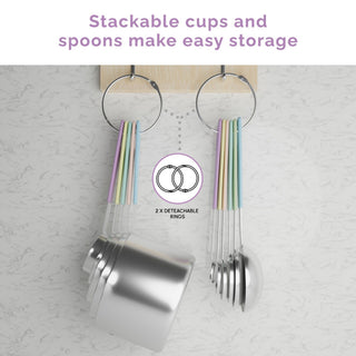 14-Piece Measuring Stainless Steel Cups and Spoons in Cotton Candy