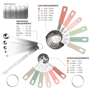 22-Piece Stainless Steel Measuring Cups and Spoons Set in Country Chic