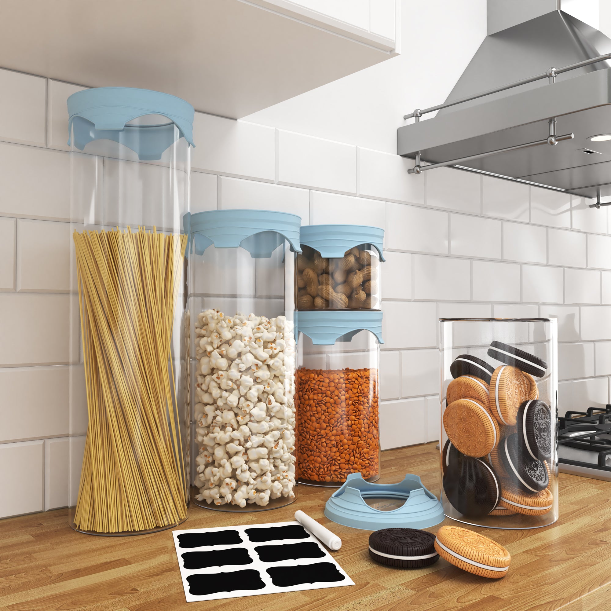 5-Piece Airtight Glass Storage Canisters in Sky – CuttleLab